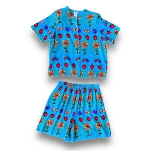 Vintage Blue Sunflower & Strawberry 2 Piece Set